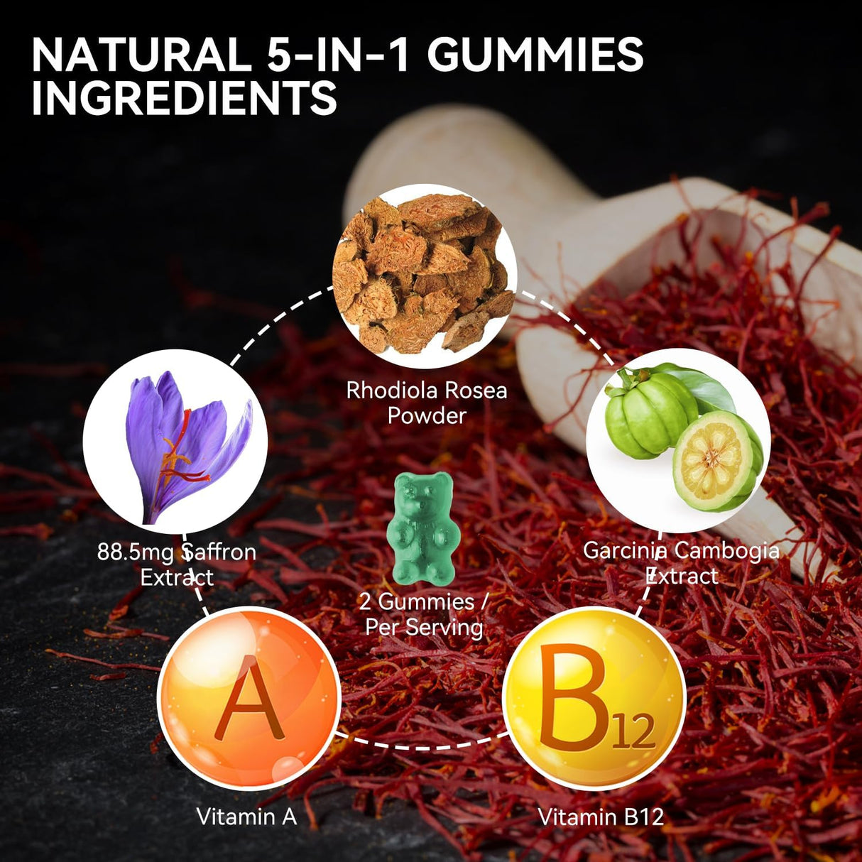 Gomitas de suplementos de azafrán extracto de azafrán 120 un