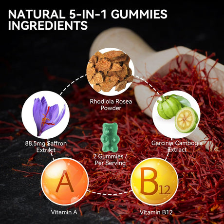 Gomitas de suplementos de azafrán extracto de azafrán 120 un