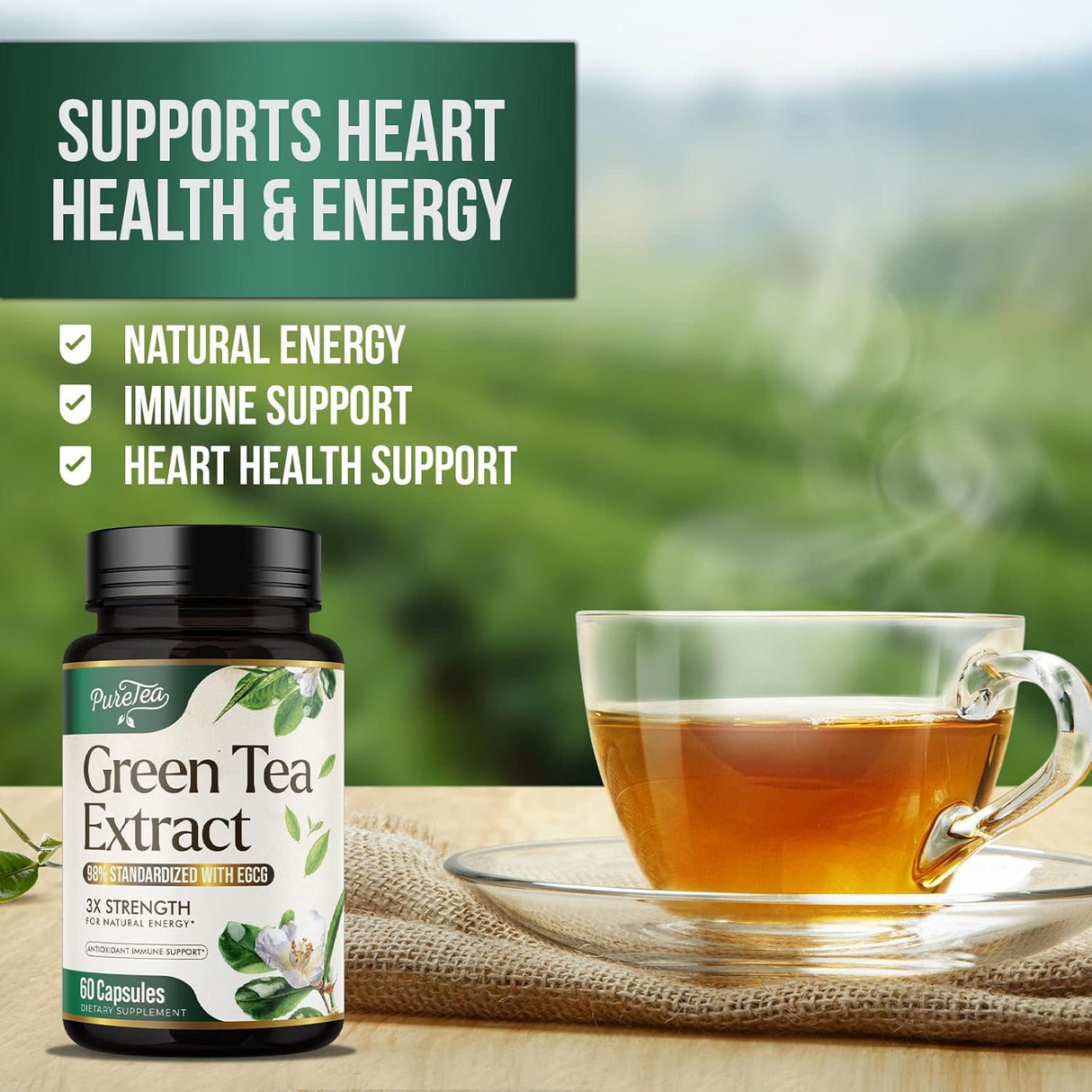 Suplemento Píldoras de extracto de té verde de 1000 mg