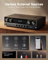 Amplificador de audio estéreo 1000W, 4 canales, Bluetooth 5.0