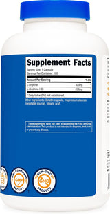 Nutricost L-Arginina y L-Ornitina 750mg 180 Cápsulas x2