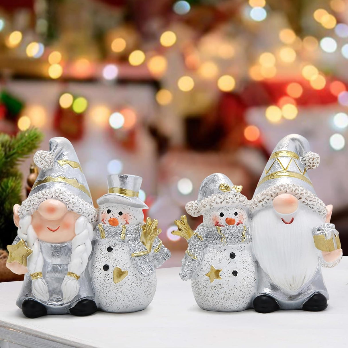 Muñeco de Nieve Hodao Duo de Gnomo y Decoración Navideña
