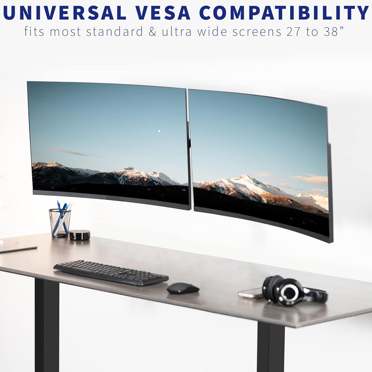 Soporte de Monitor Doble VIVO, Pared, Brazo Telescópico, MOUNT-TS38B