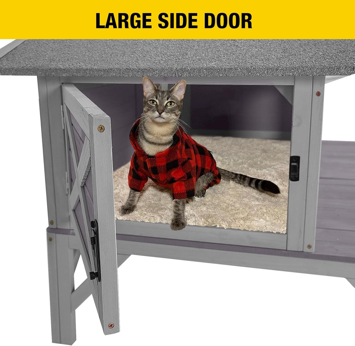 Casa para Gatos Aivituvin, Refugio de Madera 100% para Invierno