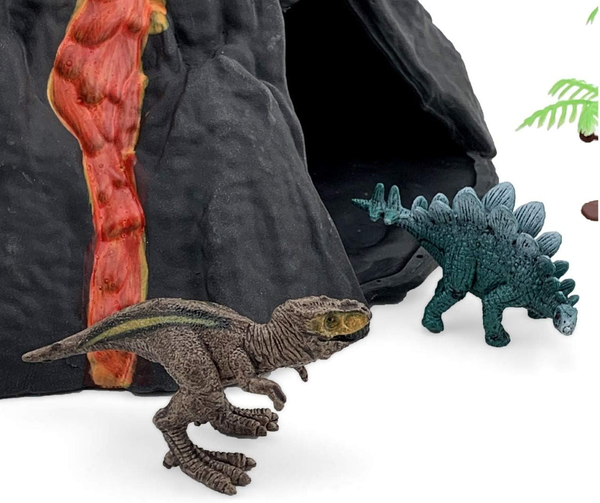Juego de Dinosaurios con Volcán, 4 Dinosaurios y 2 Árboles