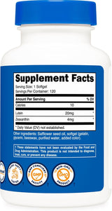 Suplemento Nutricost Zeaxantina con luteína 20 mg  120 cáp
