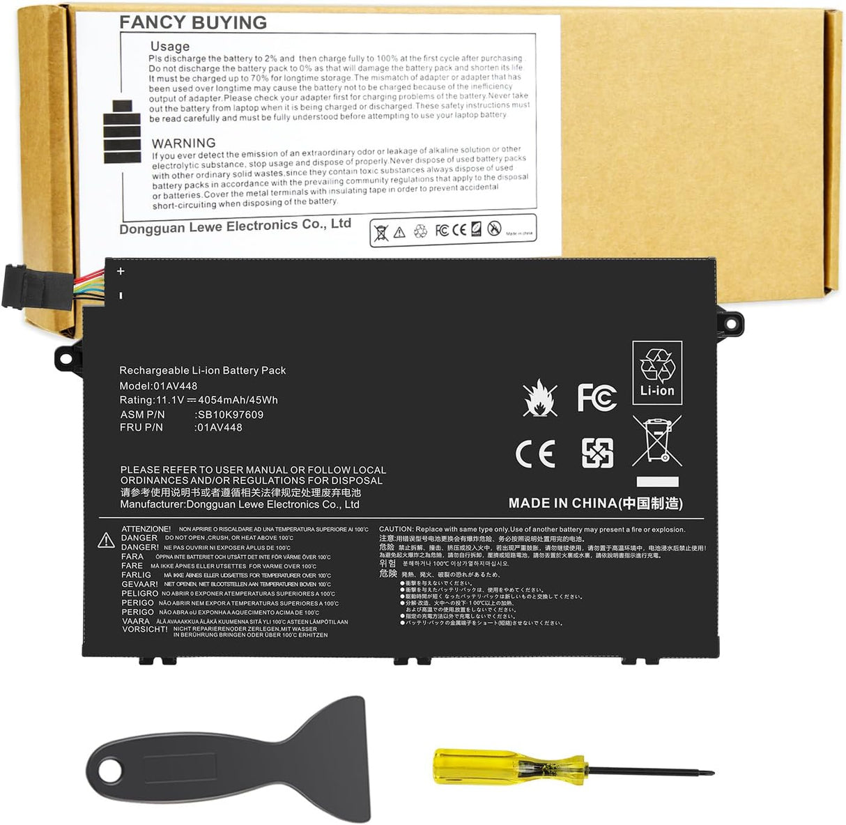 Batería 01AV445 01AV448 para Lenovo ThinkPad E480 E490 E580
