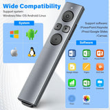 Presentador Inalámbrico USB-C, Recargable, Control Volumen, PPT