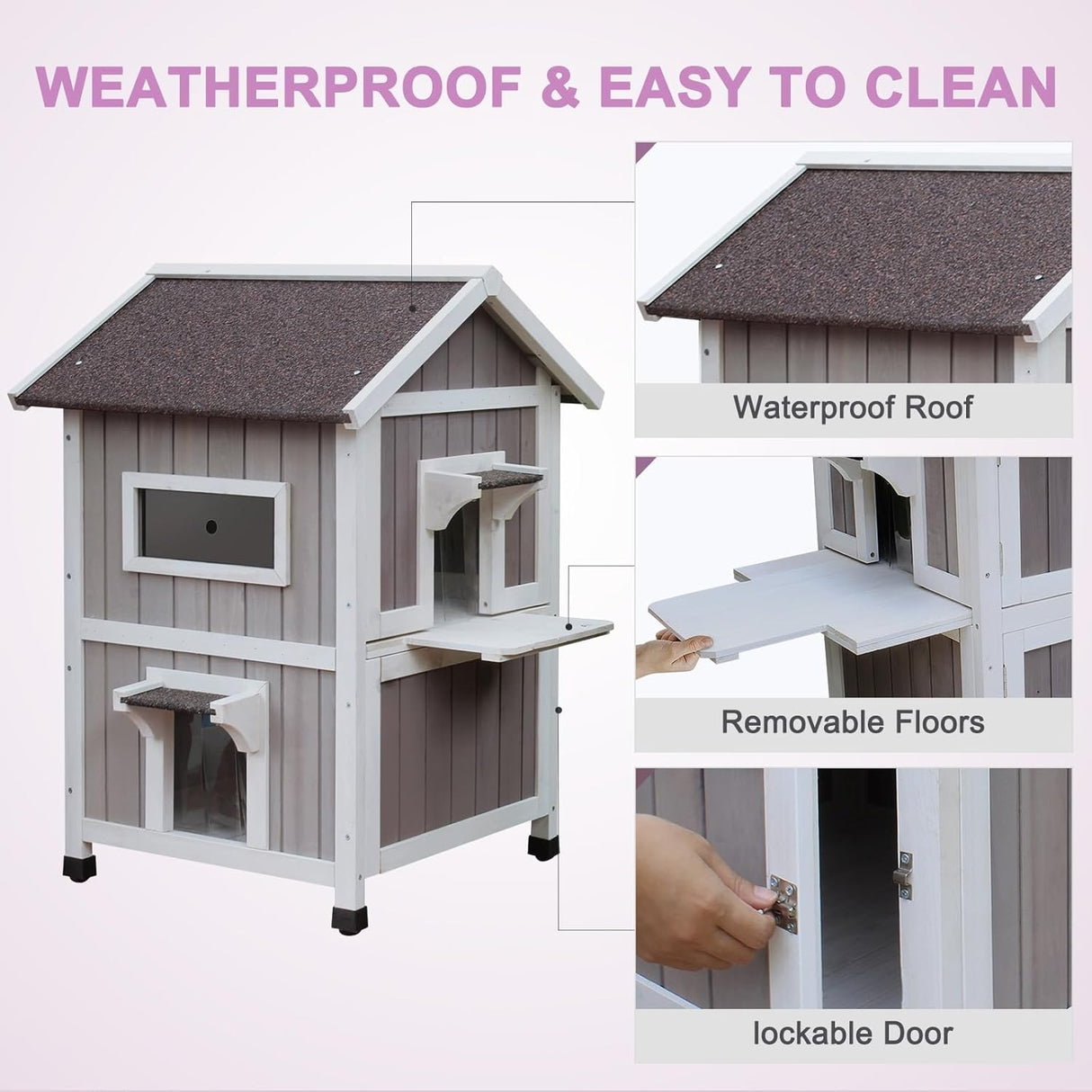 Casa para Gatos Fera, HiCaptain, Exterior, 2 Pisos, Grande