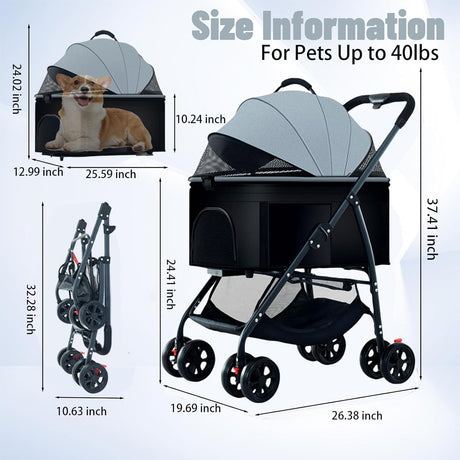 Carrito 3 en 1 para Perros, Marca Desconocida, Plegable, 55lbs