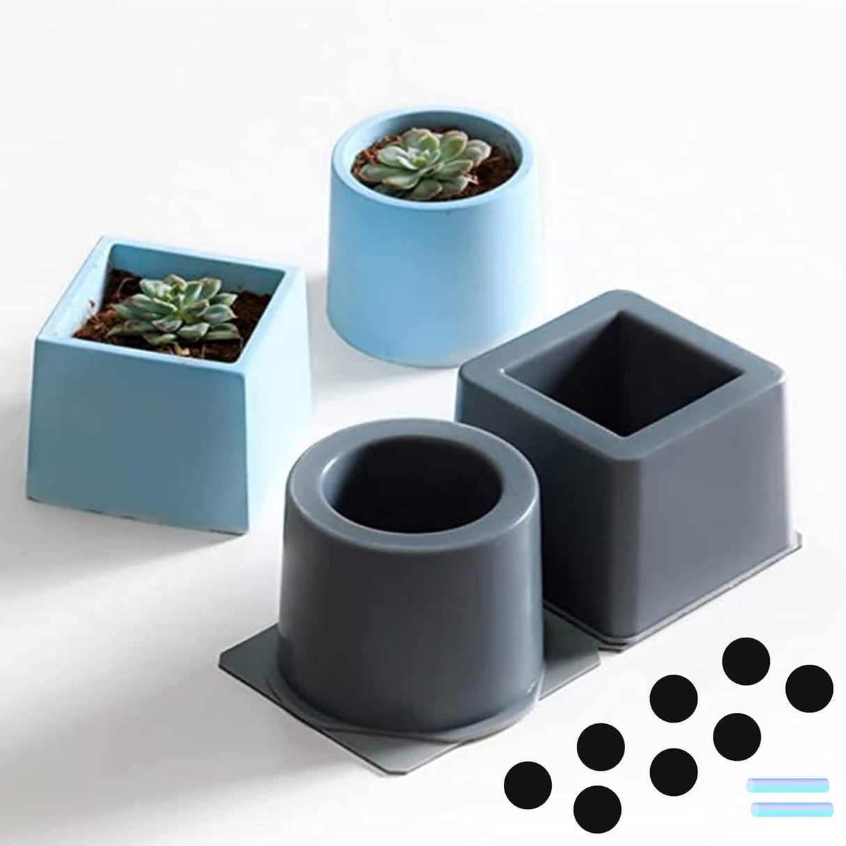 Moldes de Silicona para Macetas Cuadradas y Redondas