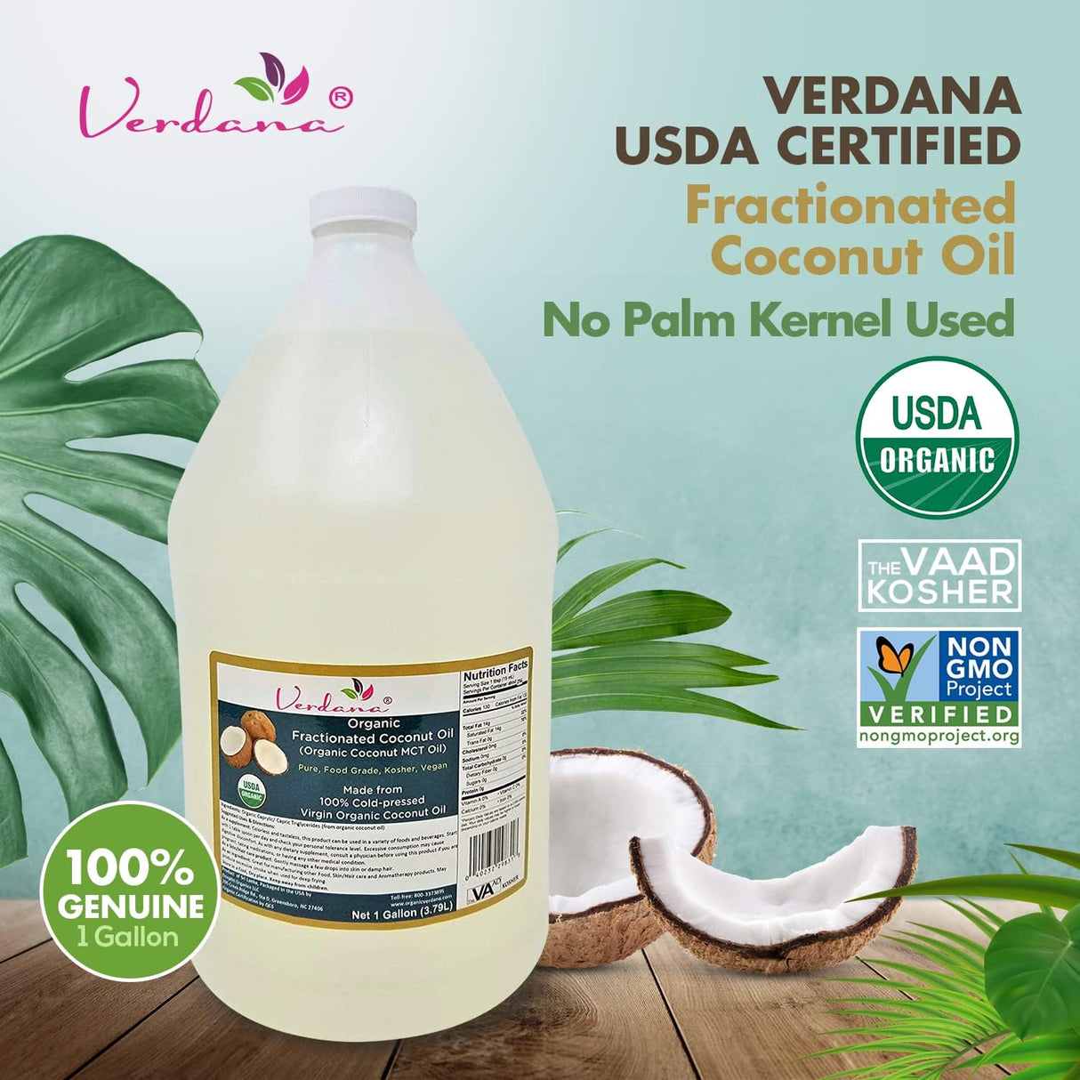 Suplemento Aceite de coco orgánico fraccionado MCT  1 galón
