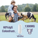 Cápsulas de Colostro Bovino 1300mg - 60% IgG - 60 Cápsulas