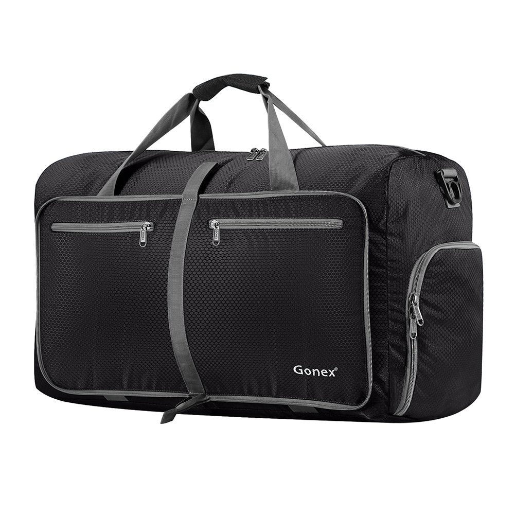 Bolsa de lona plegable de viaje 60L resistente al agua negro