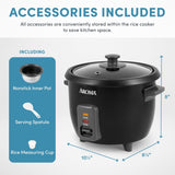 Cocedor de arroz Aroma Housewares 1.5Qt, 6 tazas cocidas, ARC-363NGB