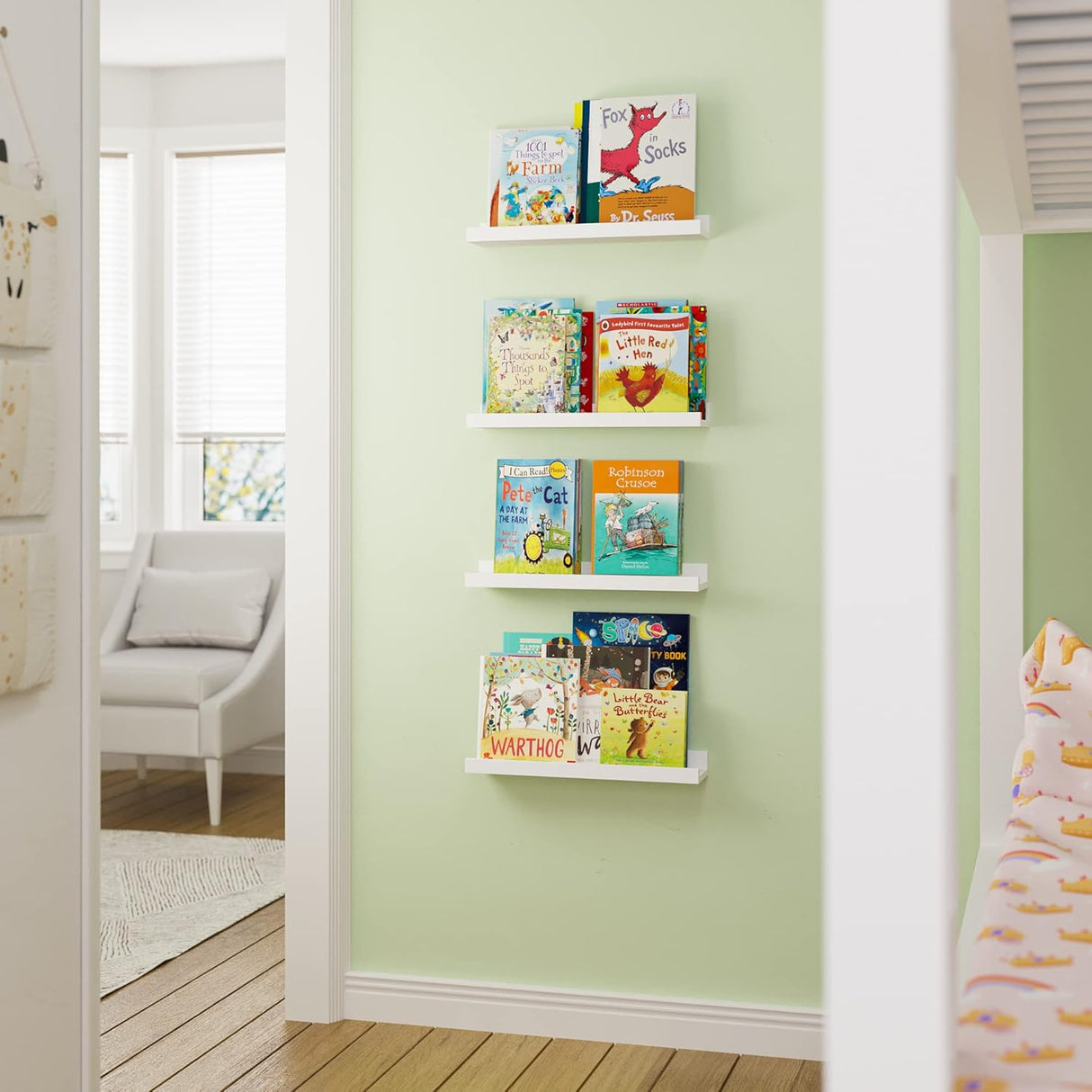 Estanterías Flotantes Wallniture Denver para Decoración Infantil, Set de 4