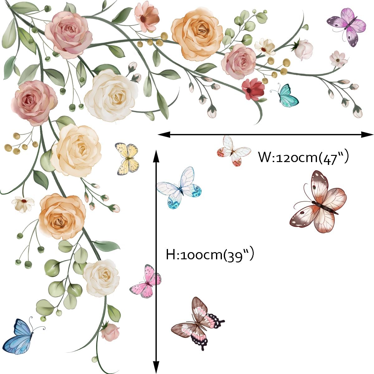Vinilos Decorativos Flores y Mariposas Runtoo para Pared