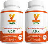 Suplemento de Vitaminas A1, D3 y K2 - INVITA ADK, 180 cápsulas