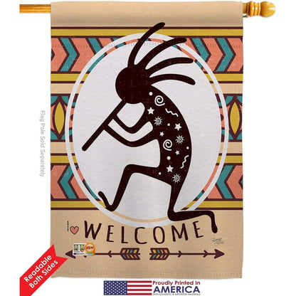 Welcome Kokopelli - Juego de bandera de casa de baile 28x40