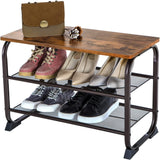 Banco de Zapatos VASAGLE, Estante 3 Niveles, Estilo Industrial