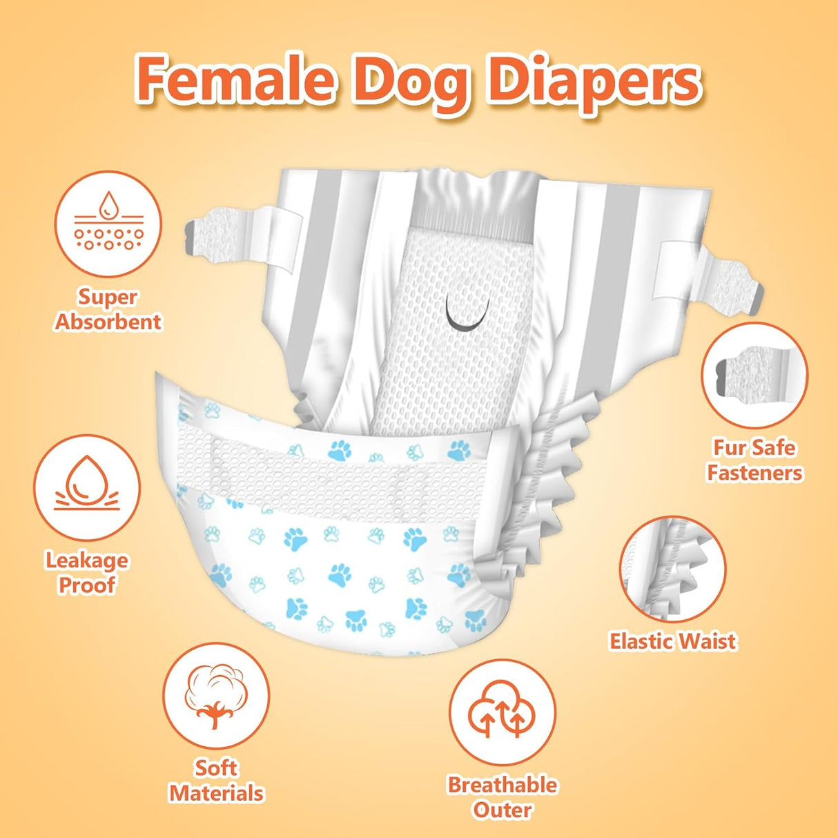 Pet Soft, pañales desechables para mascotas, perros, cachorros, 12 unidades, 72 pañales, XXS--XL, XXS