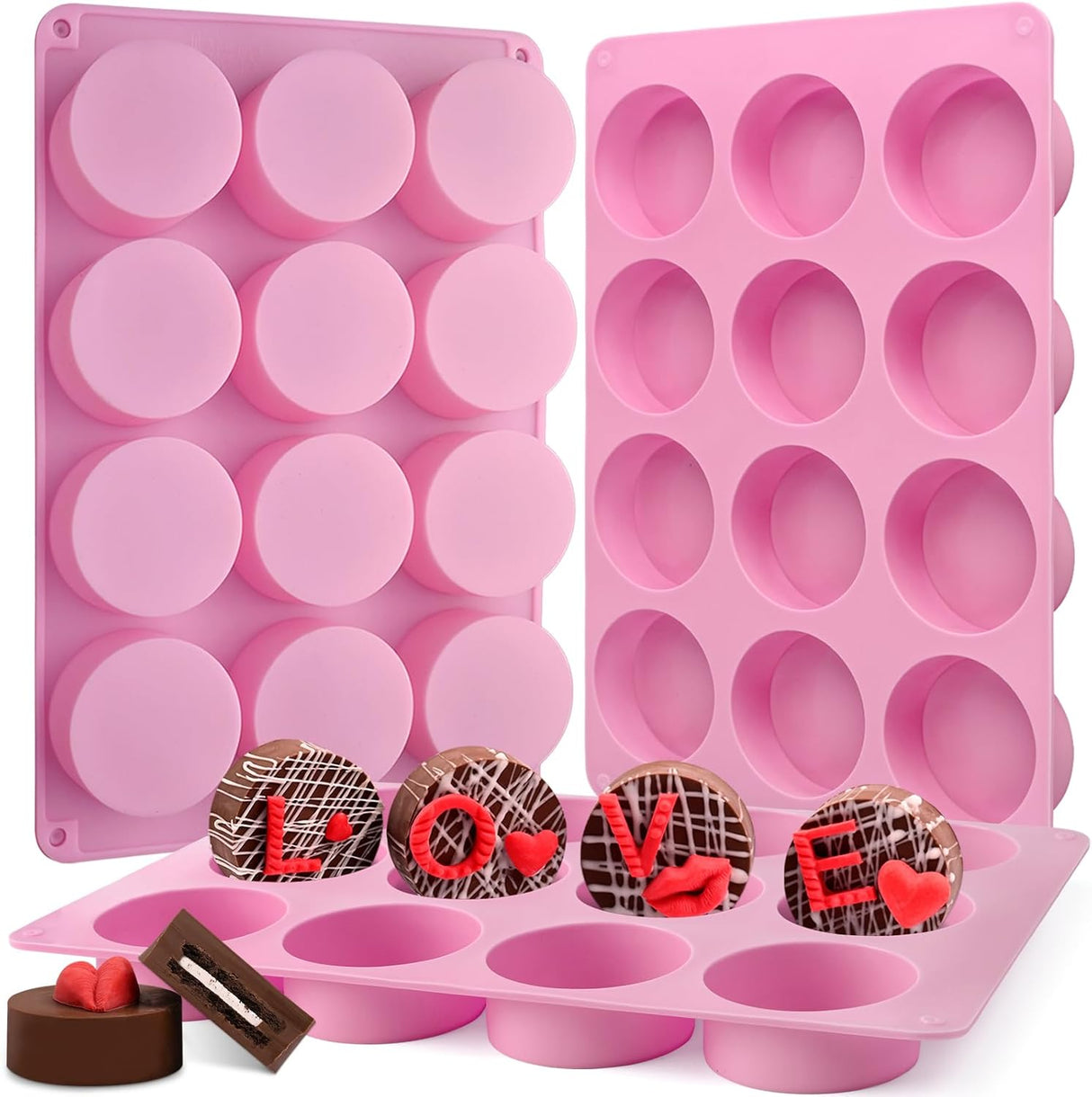 Moldes redondos de silicona para galletas y mini pasteles