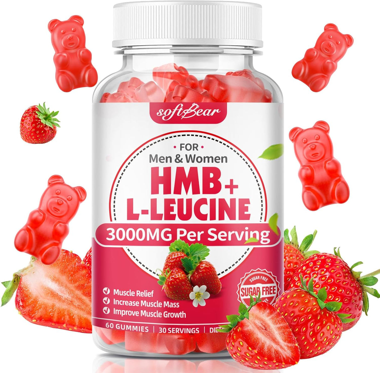 Softbear Gummies HMB Leucina 3000mg Muscular 60u