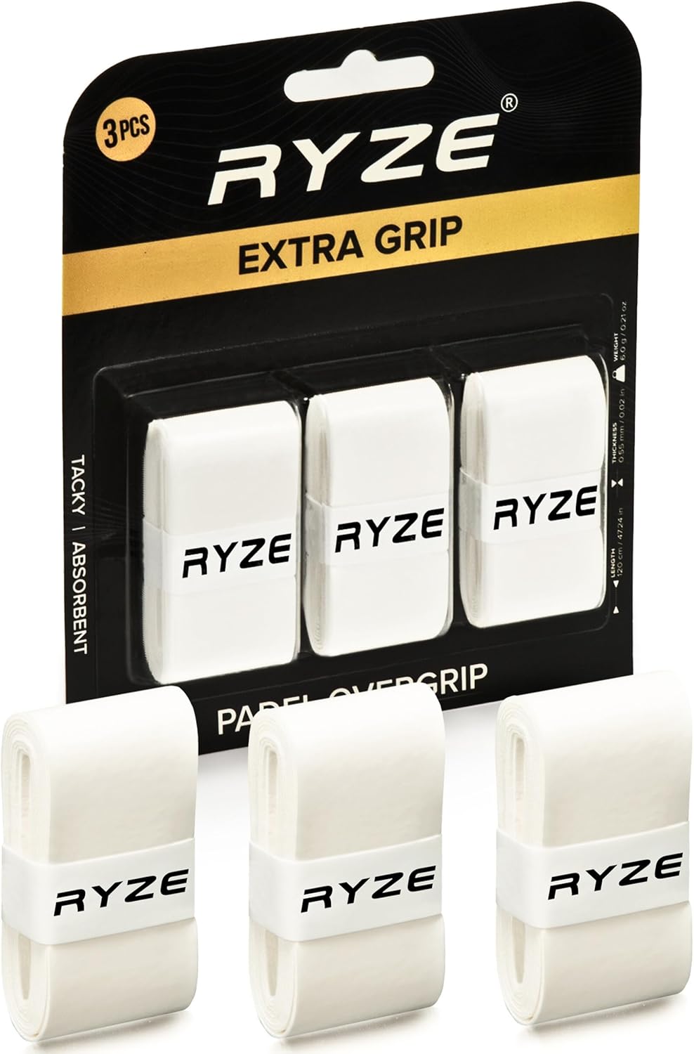 Grip Padel RYZE - Overgrips Antideslizantes y Absorbentes 120 cm