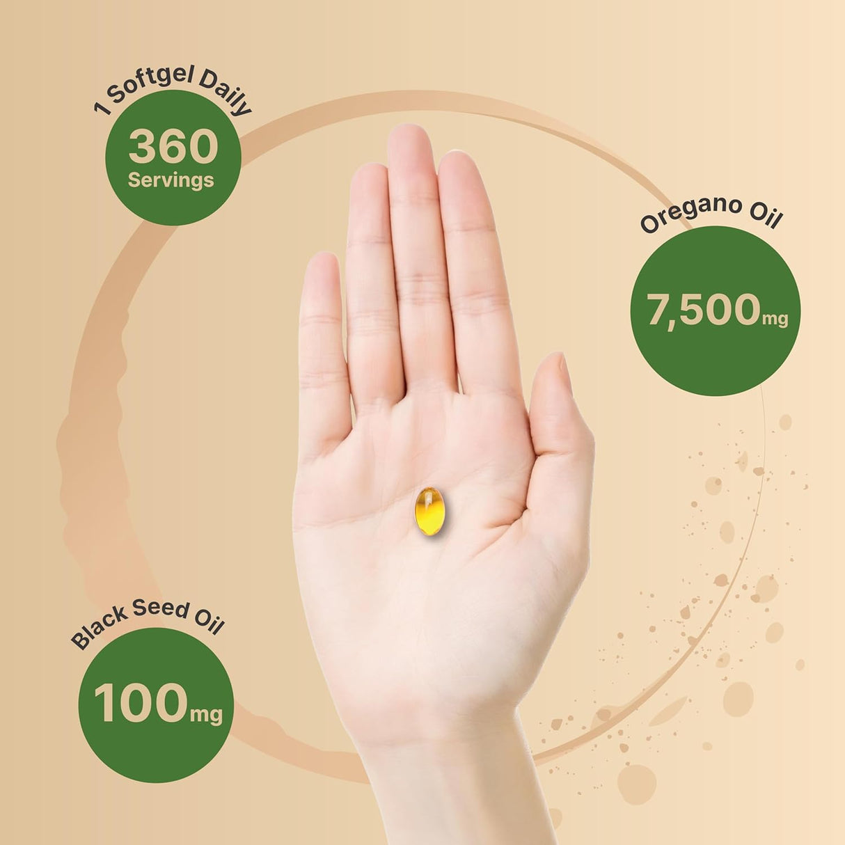 Suplemento Aceite de orégano de semilla negra 7,500 mg 360u