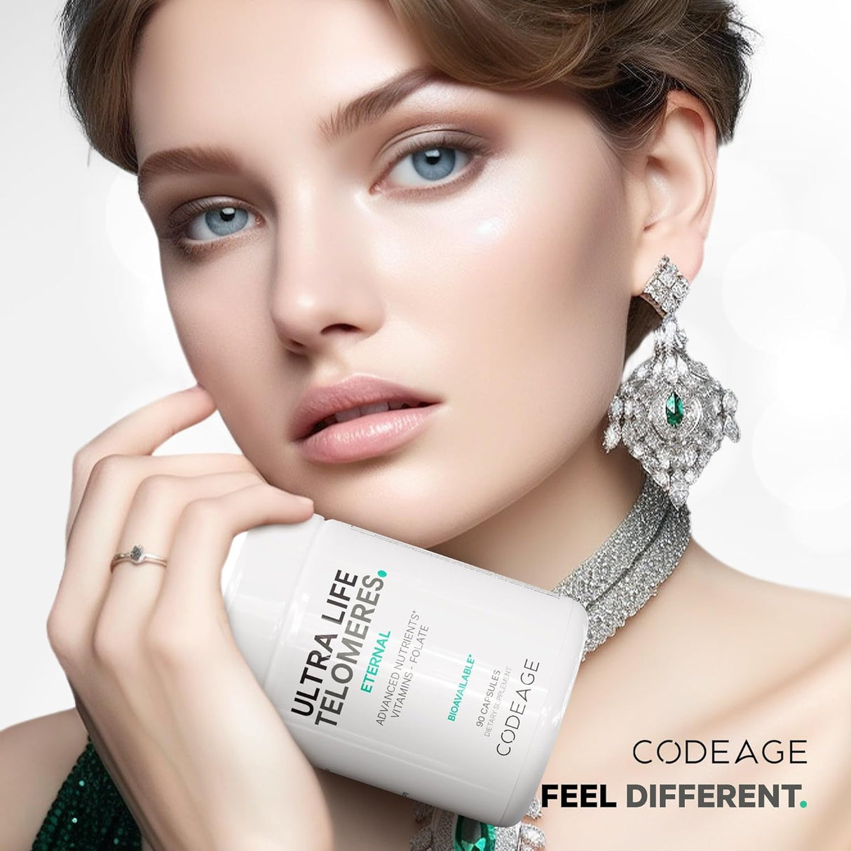 Suplemento Telómeros Codeage - 5 MTHF, B9, B12, D3, 90 cápsulas