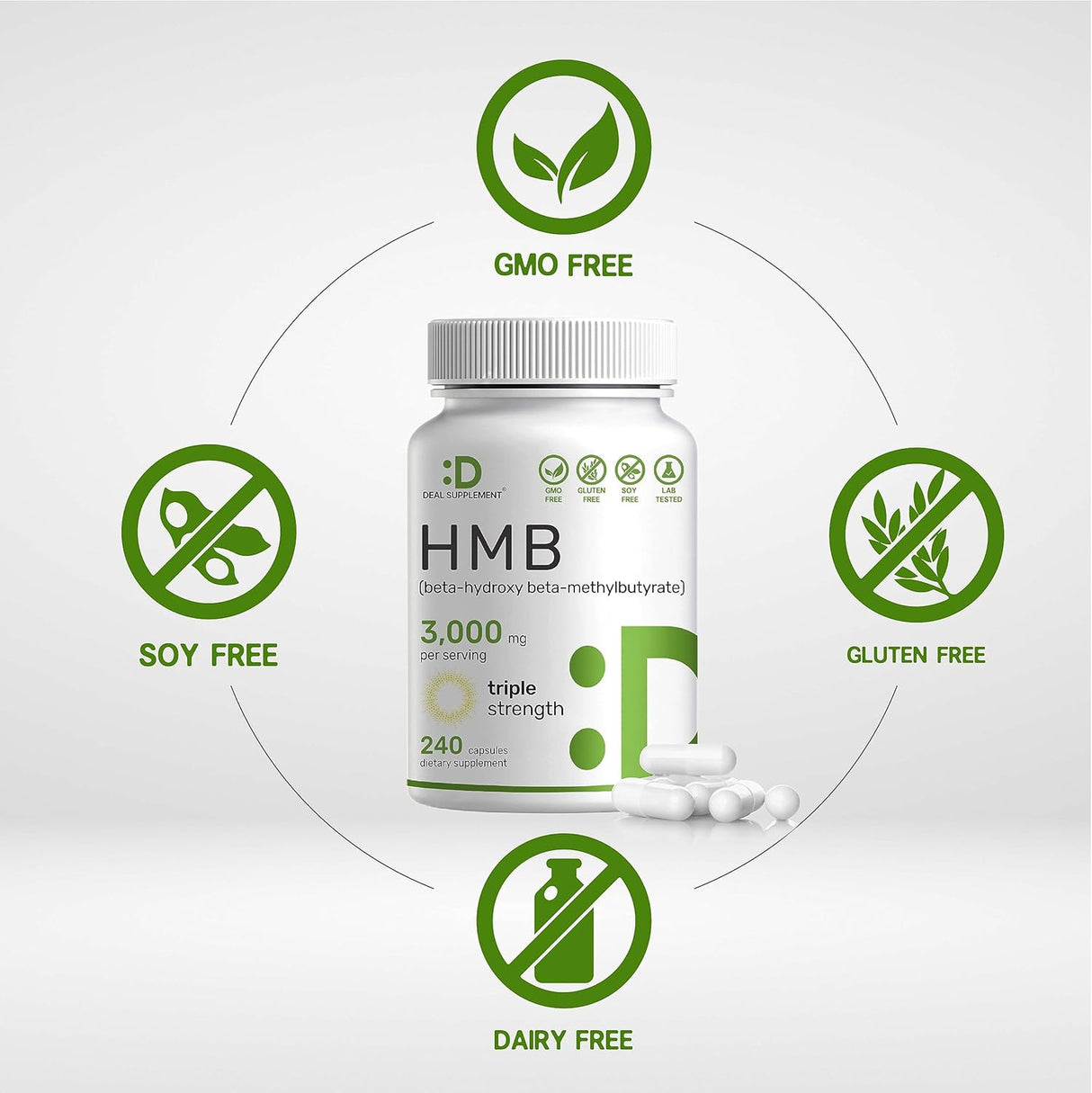 Suplementos HMB ultra fuertes 240 cápsulas DEAL SUPPLEMENT