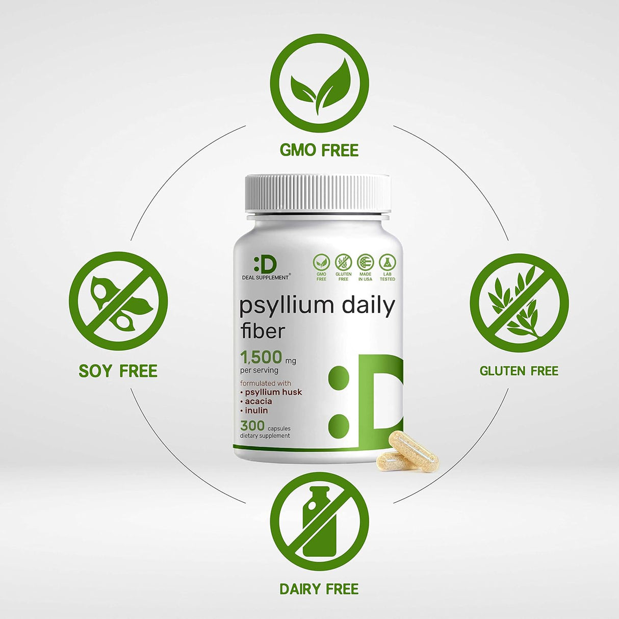 Fibra de cáscara de psyllium complejado con inulina y acacia