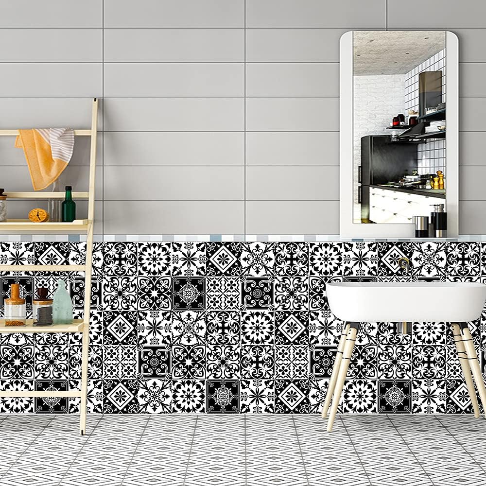 Pegatinas Retro para Azulejos, PVC, Estilo Marruecos, 6x6 Pulg