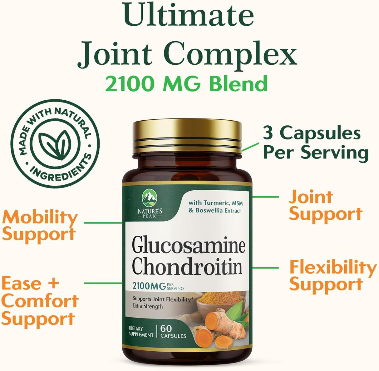 Suplemento de Glucosamina y Condroitina - Soporte Articular 60 Caps