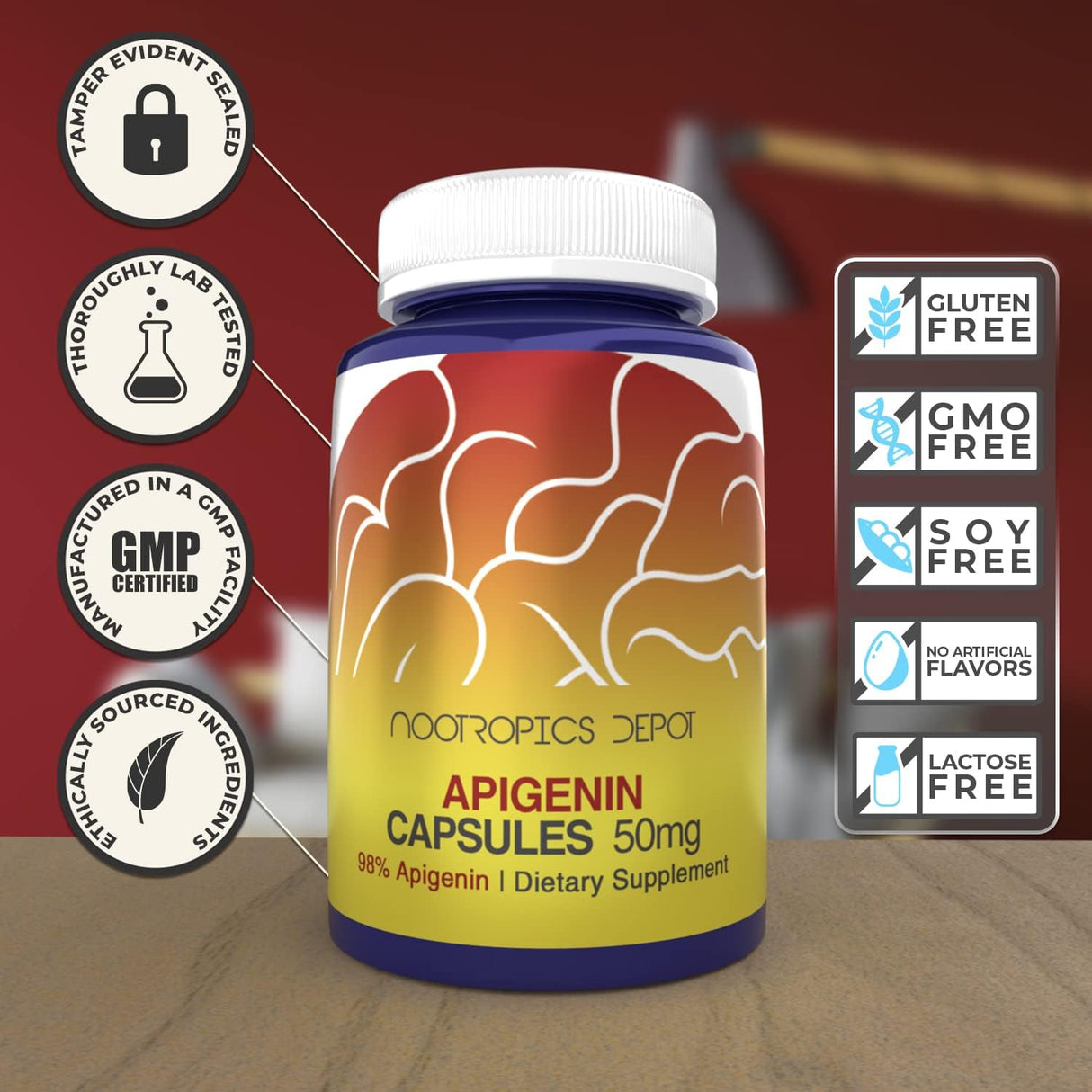Cápsulas de apigenina 50 mg Nootropics Depot
