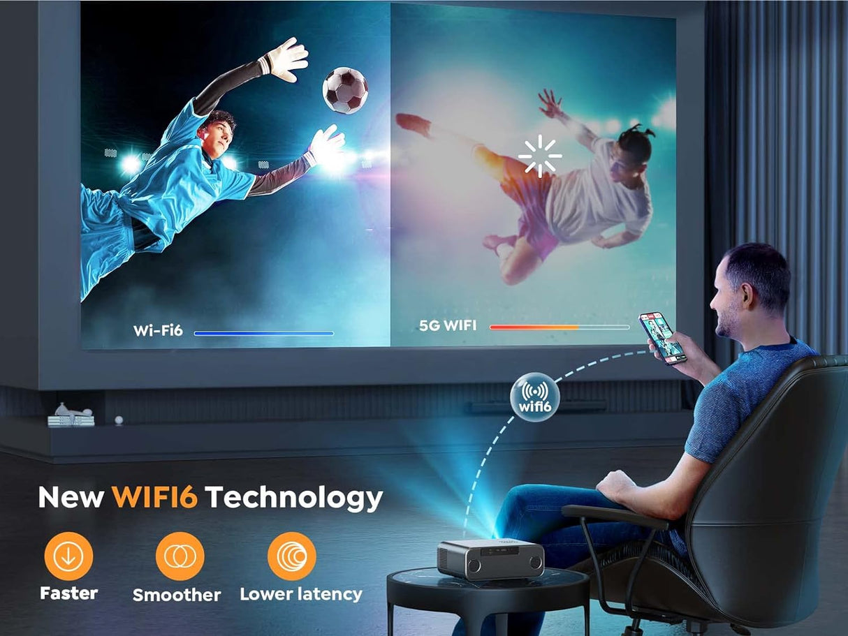 Proyector YABER Pro V9 1080P, WiFi 6, Bluetooth 5.2, 600 ANSI