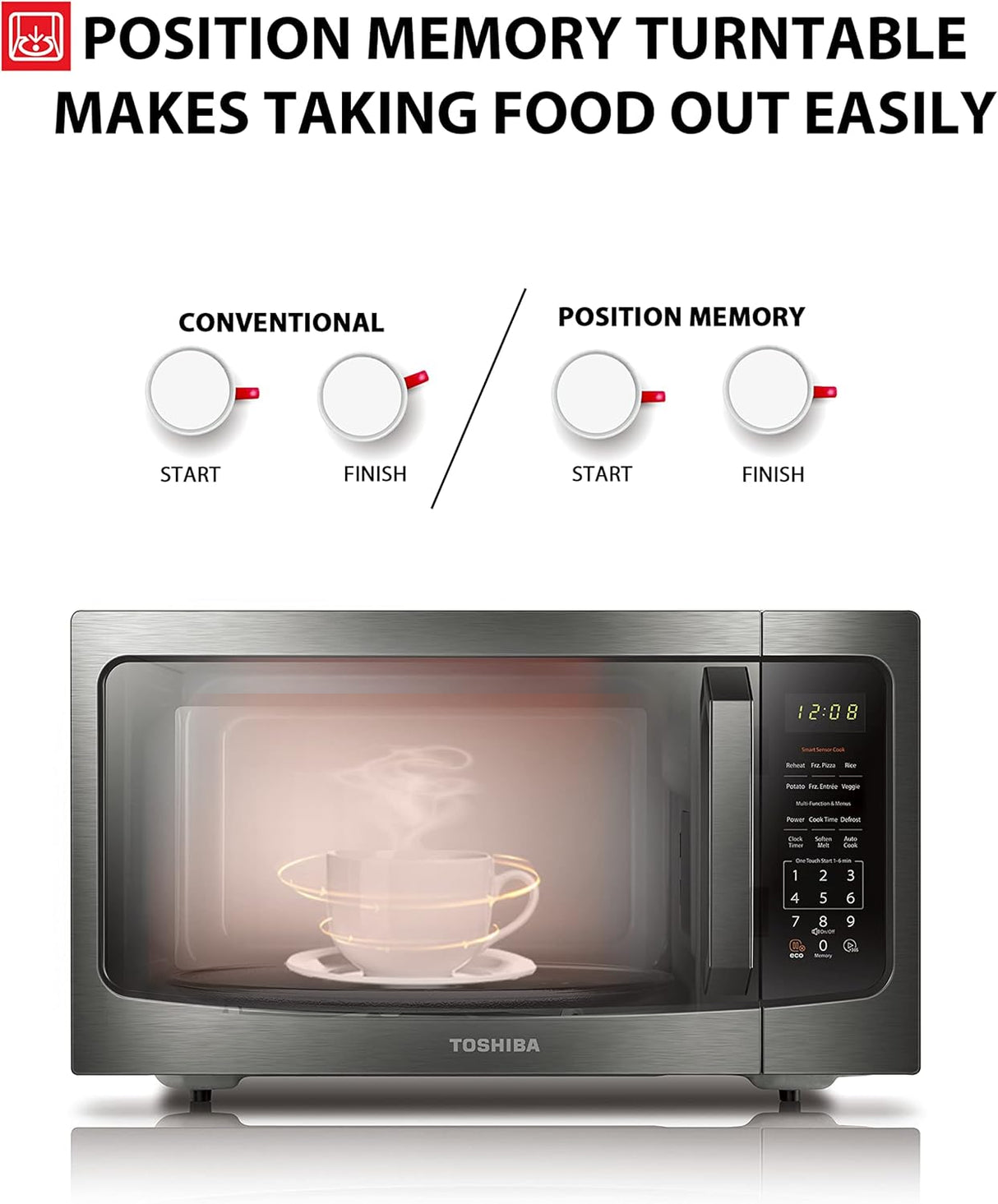 Microondas Toshiba 1.6 Cu.ft, 1200W, Sensor, ML-EM45P(BS)