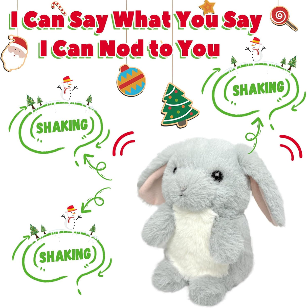 Peluche Hablador Conejo YH YUHUNG, Repite lo que dices, 60 cm