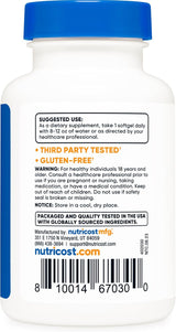Suplemento Nutricost Zeaxantina con luteína 20 mg  120 cáp