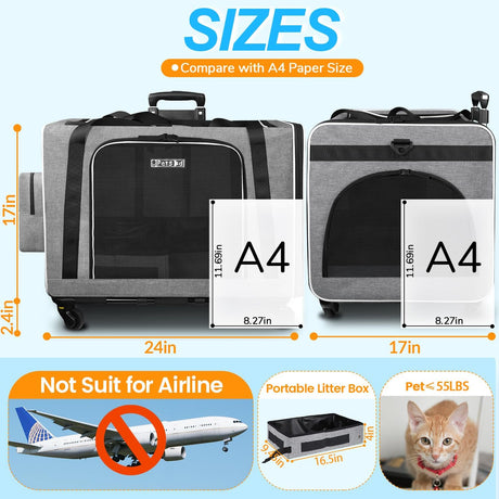 Transportín Extra Grande con Ruedas Petskd para Mascotas