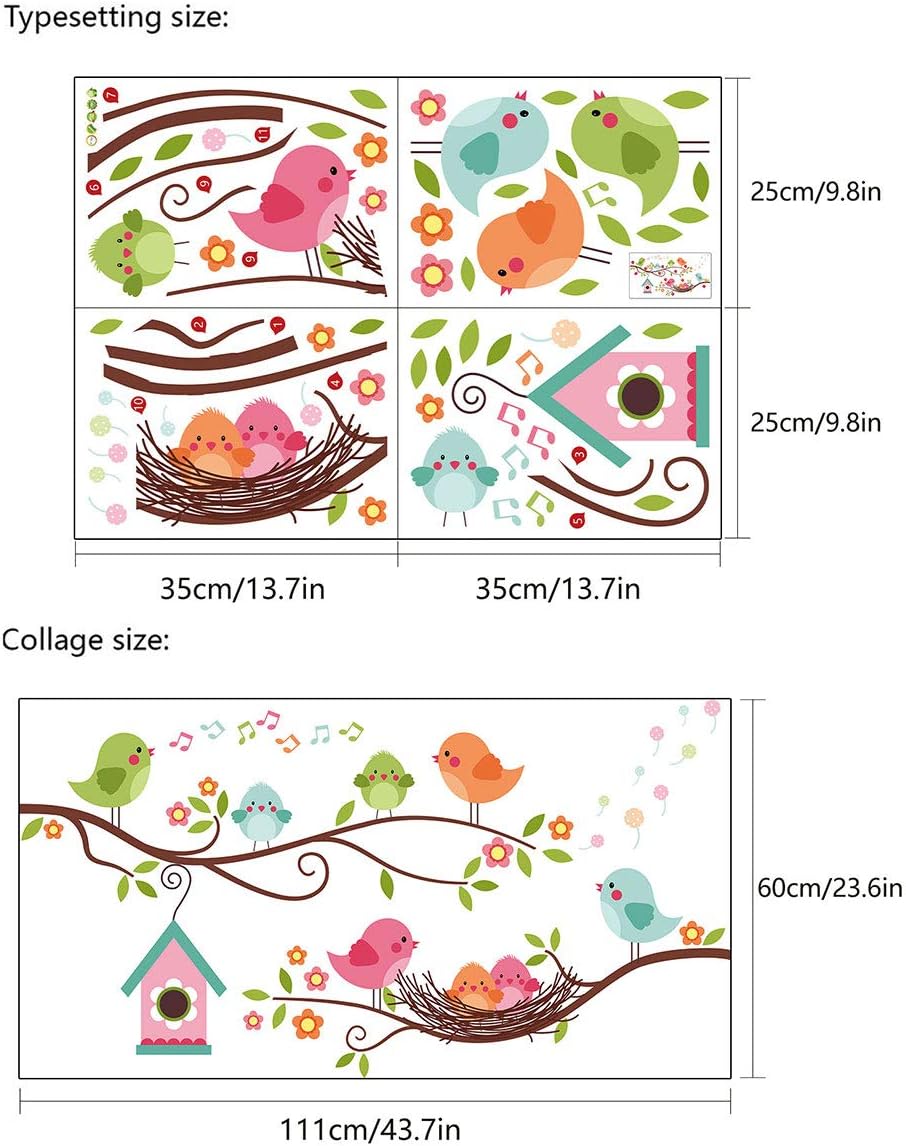 ROFARSO Pegatinas de Pared de Pajaritos para Niños