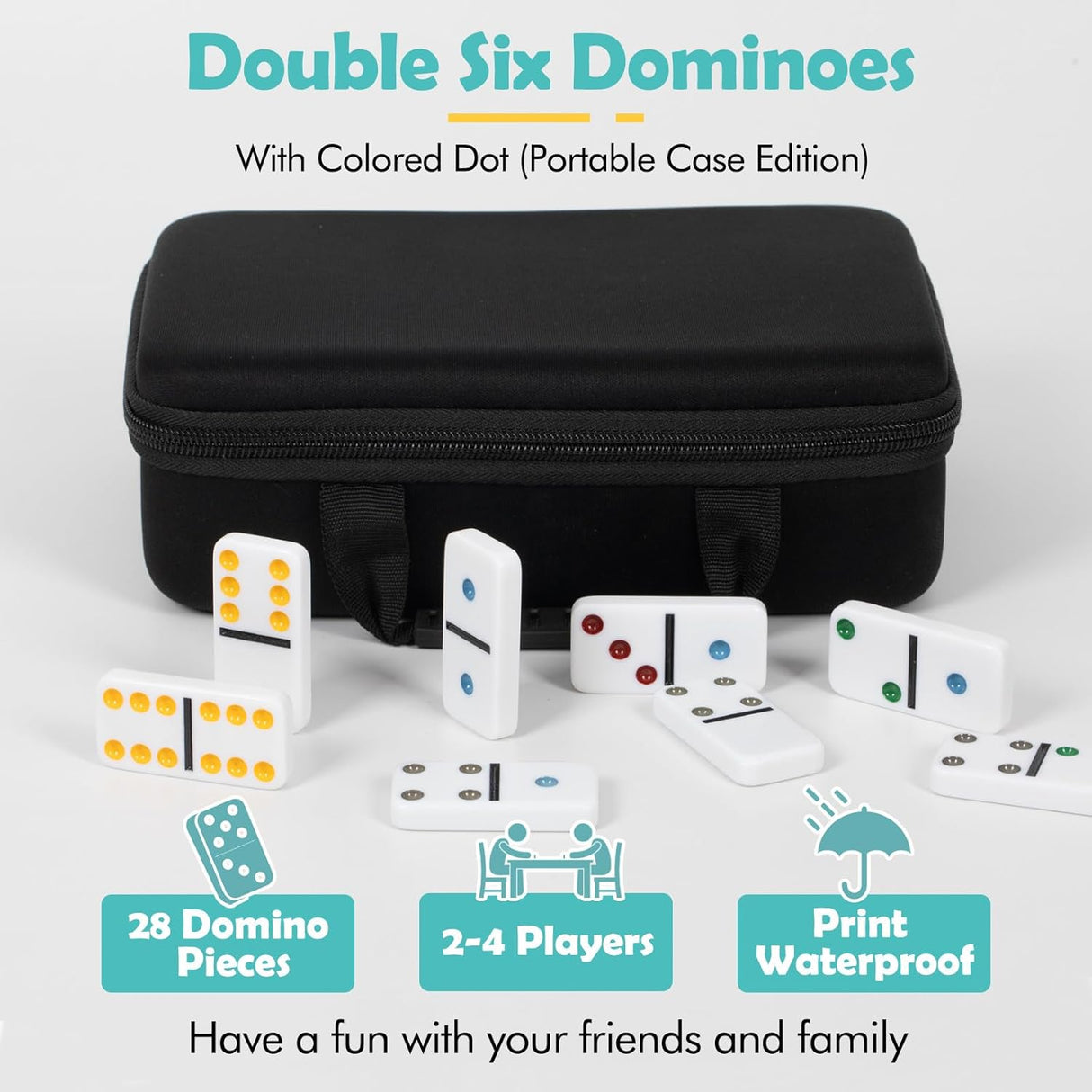 Dominó DAILYLIFE para Niños, Doble 6, 28 Fichas, 4 Trays