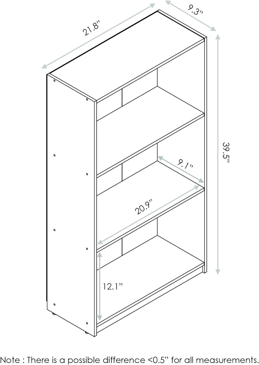 Estantería básica de 3 niveles, modelo 99736DBR