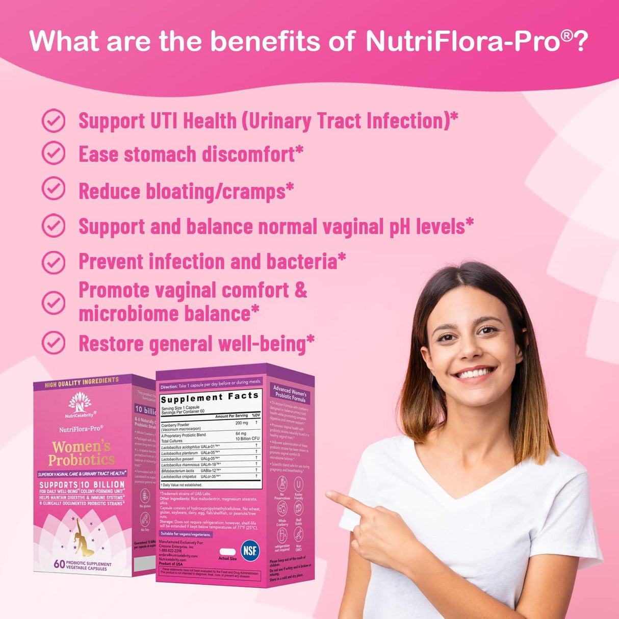Suplementos Pro Probióticos  Apoya la salud vaginal 6 cepas