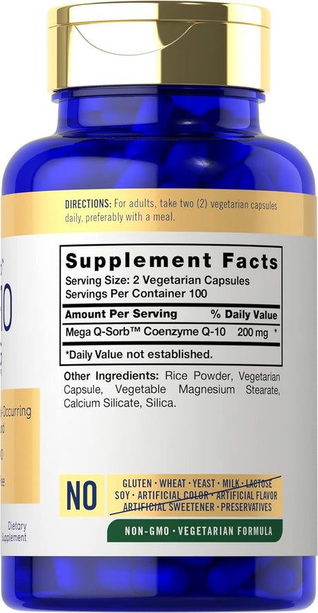 Carlyle CoQ10 200mg | 200 Cápsulas | Vegano, Sin GMO, Sin Gluten