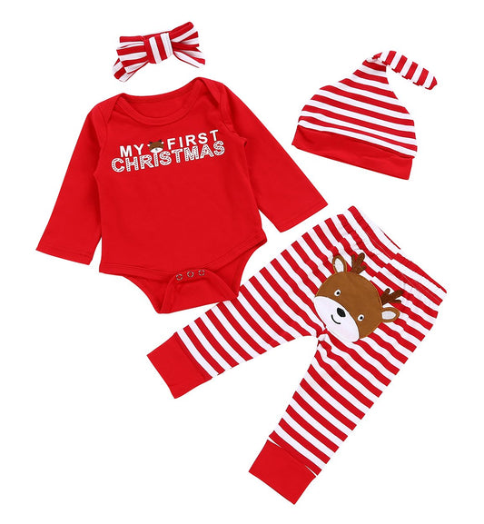 Conjunto de traje de Navidad de 4 piezas Baby Girls