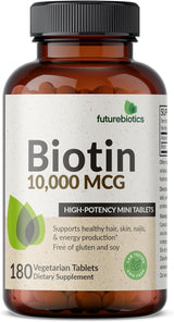 Biotina 10,000 MCG comprimidos alta potencia para cabello, piel y uñas