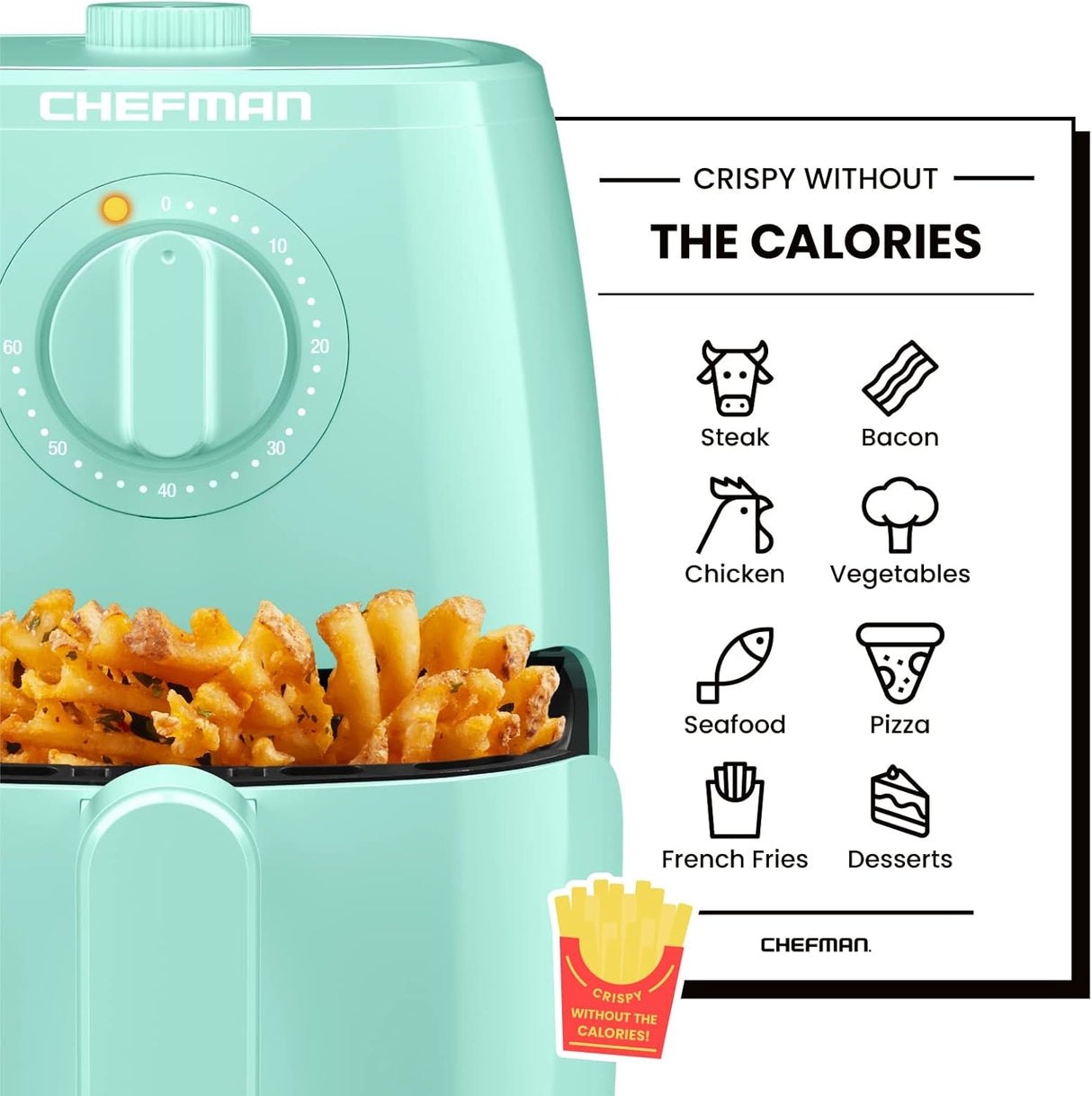 Freidora de Aire Chefman TurboFry 2 Qt, Sin Aceite, Timer 60 Min