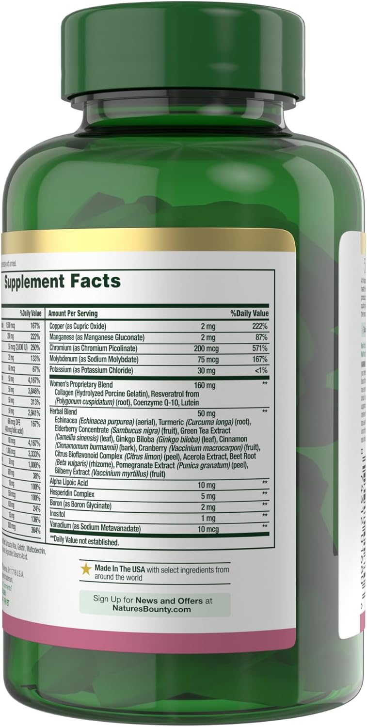 Multivitaminas Mujeres Nature's Bounty, 120 Caplets, Salud y Inmunidad