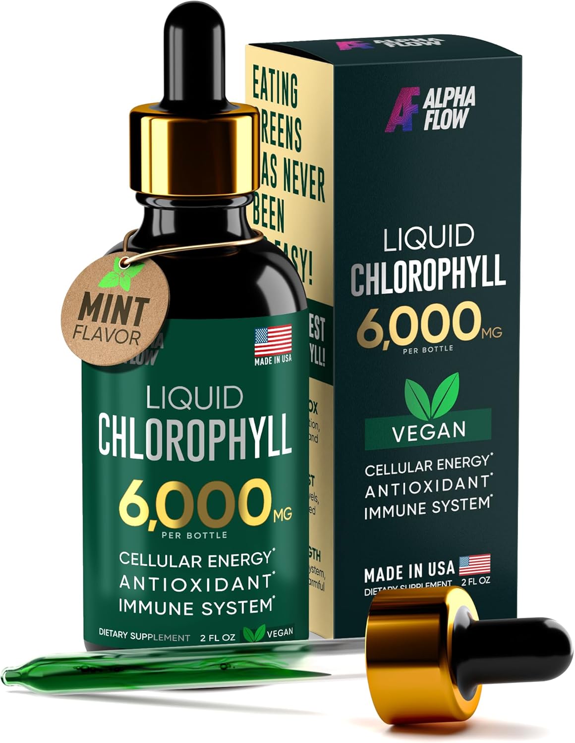 Suplemento Líquido de Clorofila 6000 mg - Antioxidante y Energía